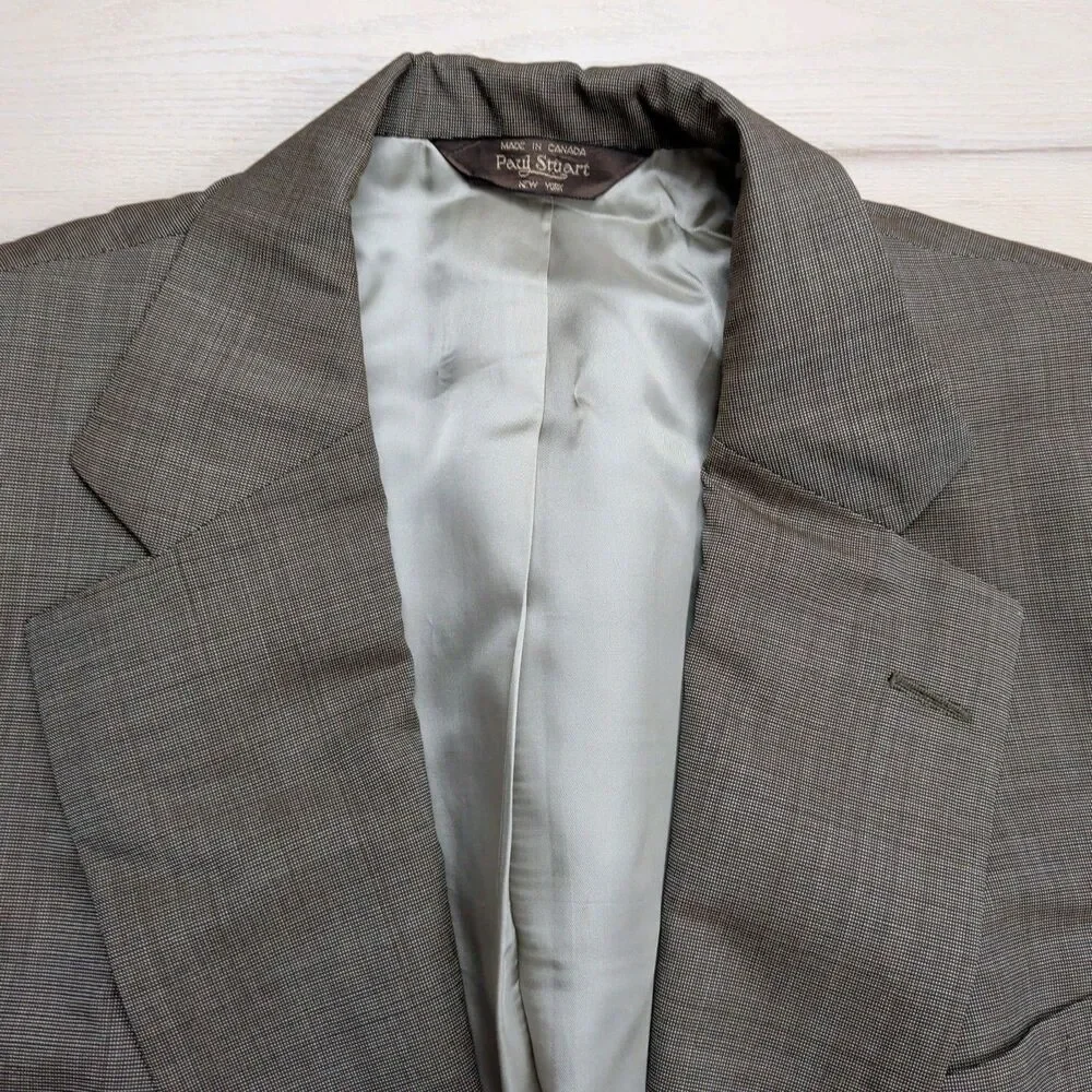 Vintage‎ Paul Stuart Blazer Sport Coat Mens 42L Wool Brown Jacket Made in Canada